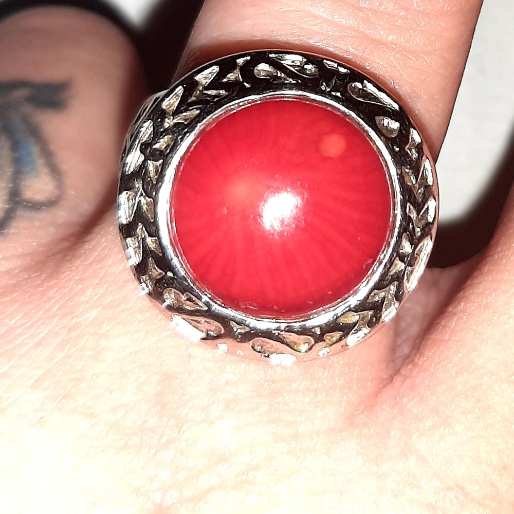 Red sterling silver 925 ring